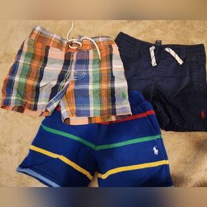 Polo by Ralph Lauren Kids Multicolor Plaid, Navy, and Blue Shorts Trio
